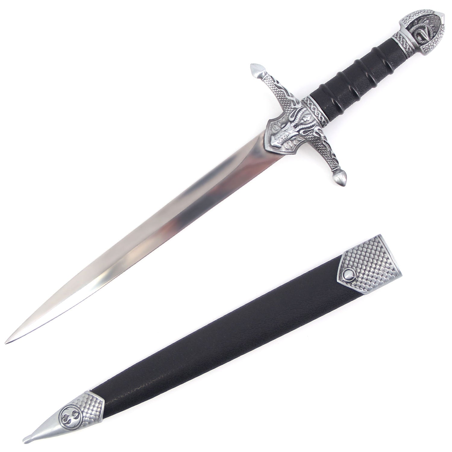 14.25 Inch Dragon Hilt Dagger with Scabbard - Tophatter's Guns'N'Weapons Store Collectible Weapons - Tophatter Daily Deals