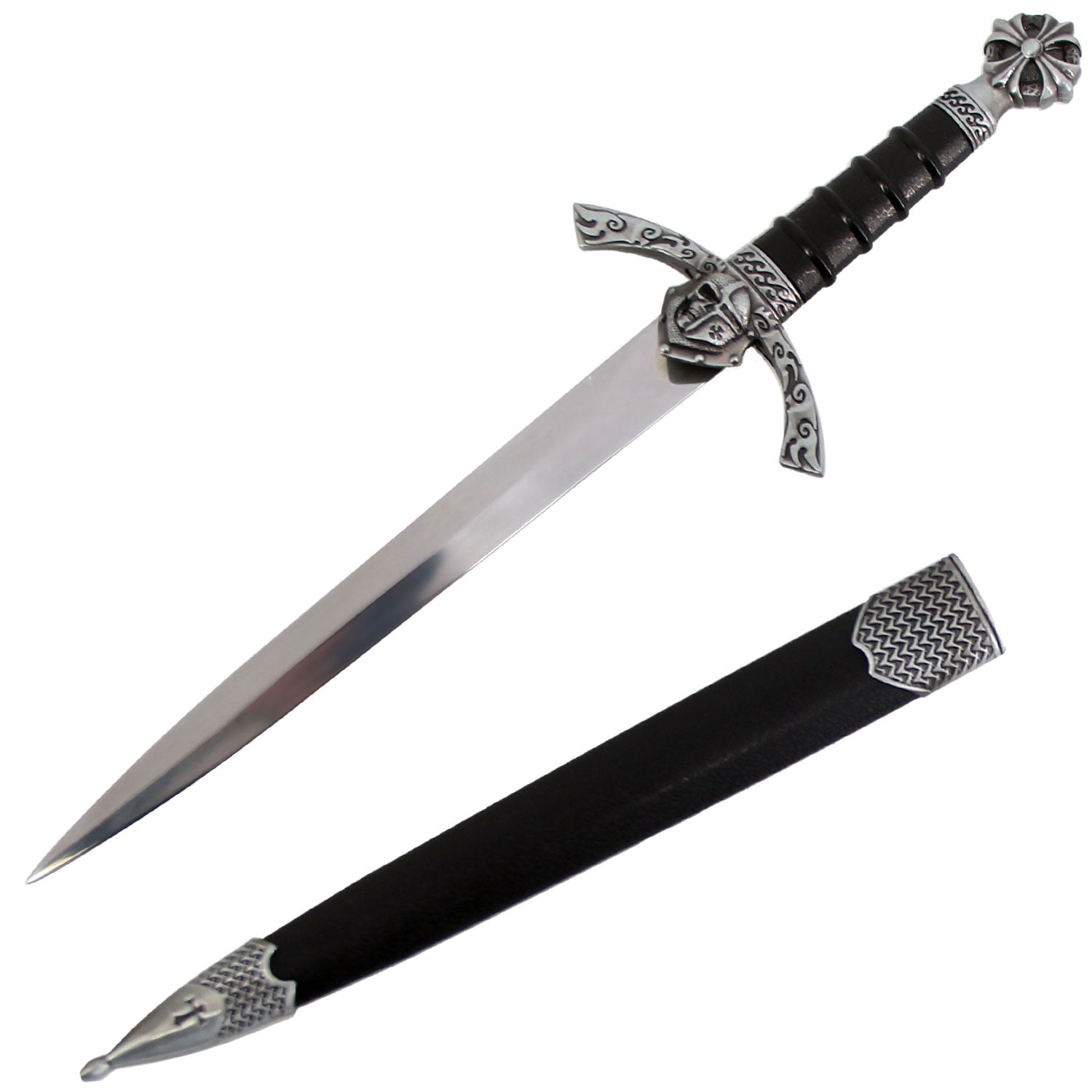 14.25 Inch Medieval Roman Skull Dagger with Scabbard Collectible Weapons - Tophatter Daily Deals