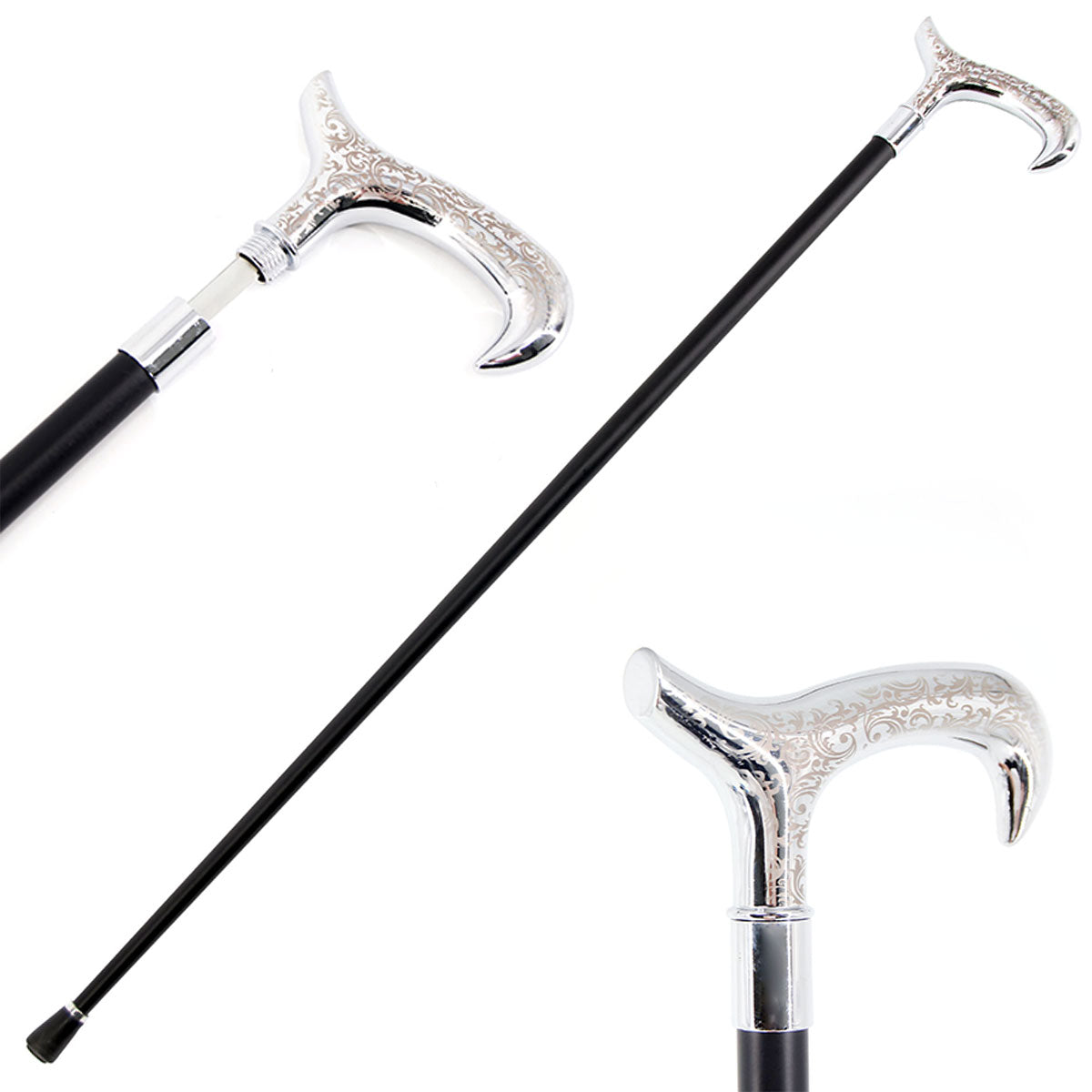 Orange Flower Pattern Handle Grip Strong Iron Pipe Cane Sword Collectible Weapons - Tophatter Daily Deals