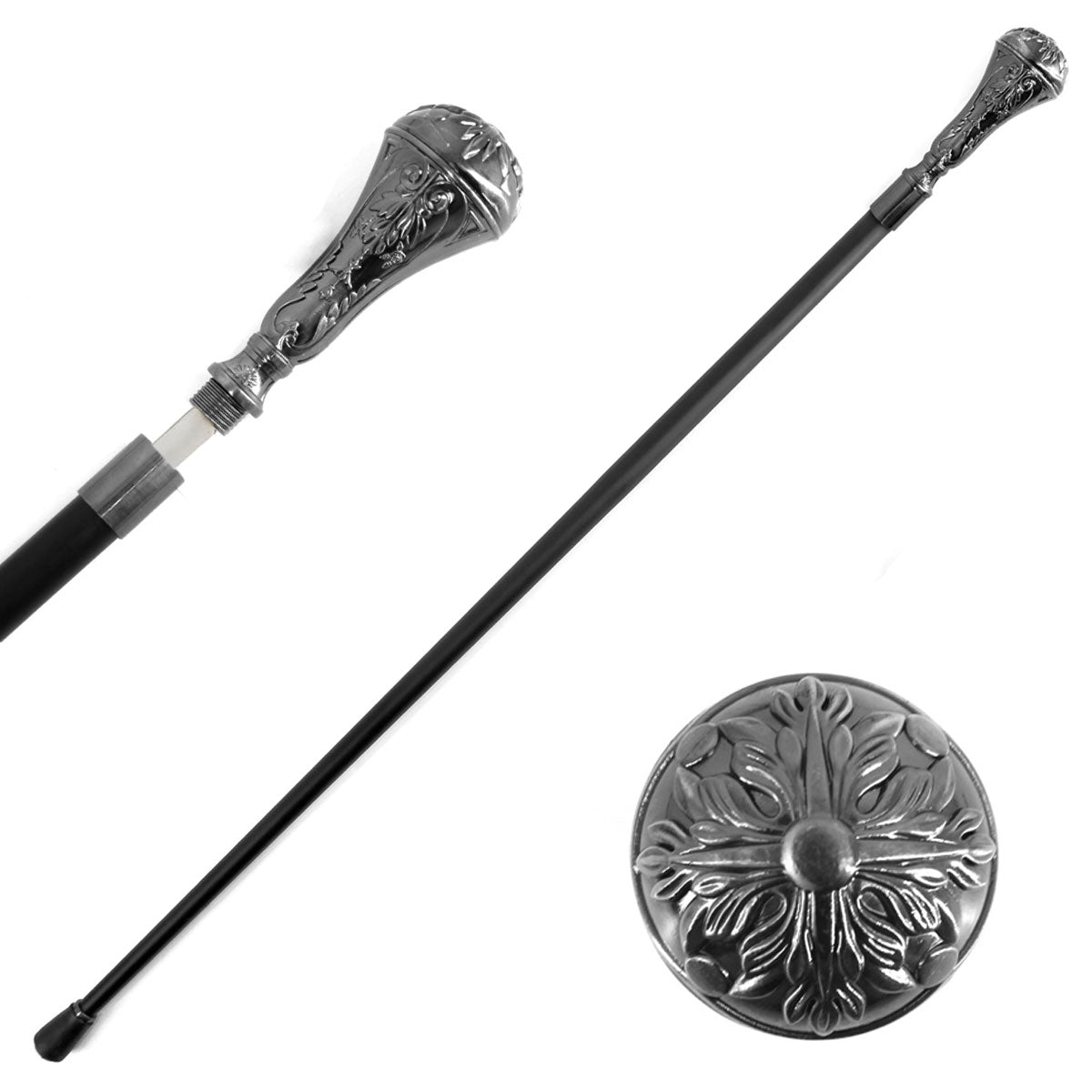 36.5" Acanthus Rosette Knob Deluxe Steel Cane Sword Collectible Weapons - Tophatter Daily Deals