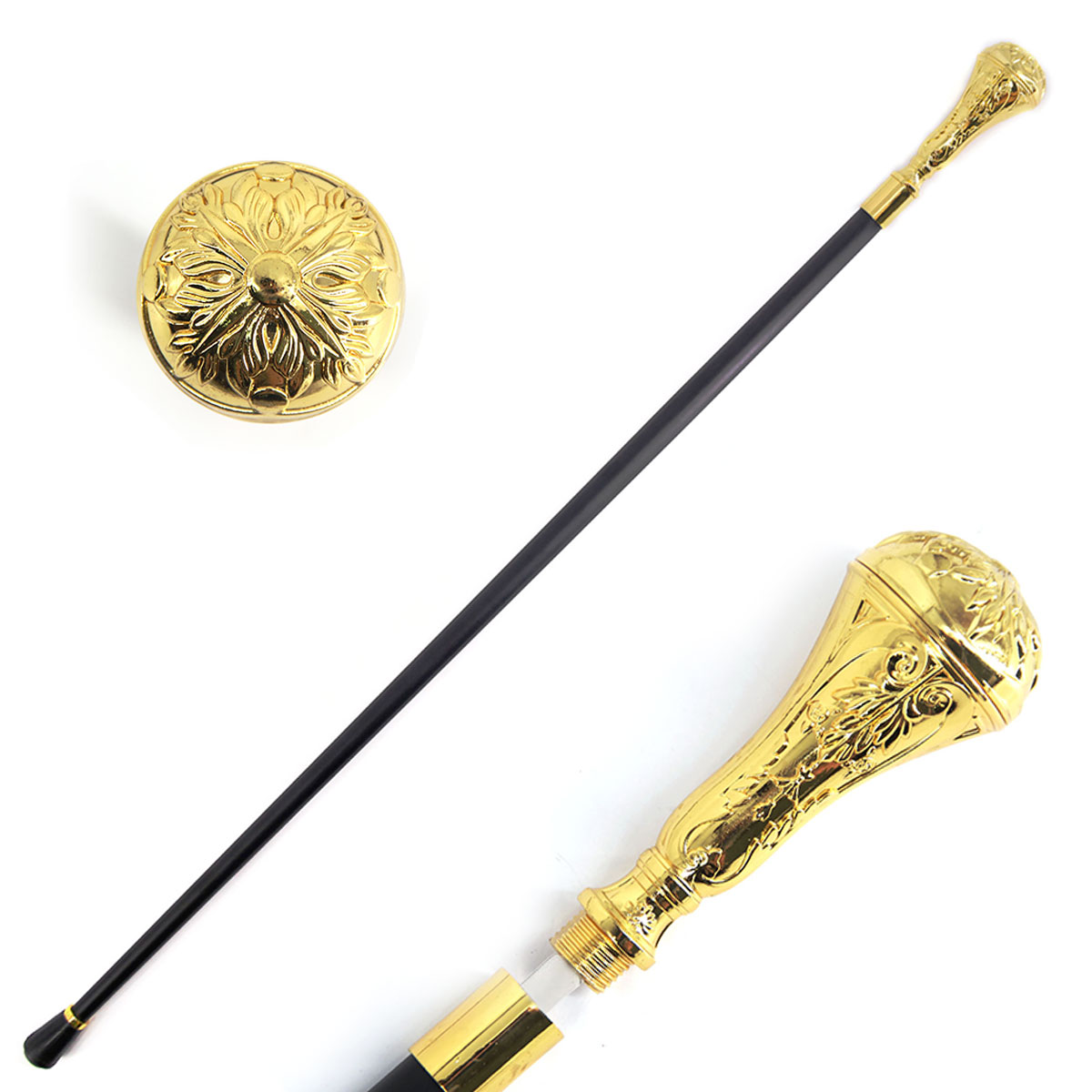 36.5" Golden Acanthus Rosette Knob Deluxe Steel Cane Sword Collectible Weapons - Tophatter Daily Deals