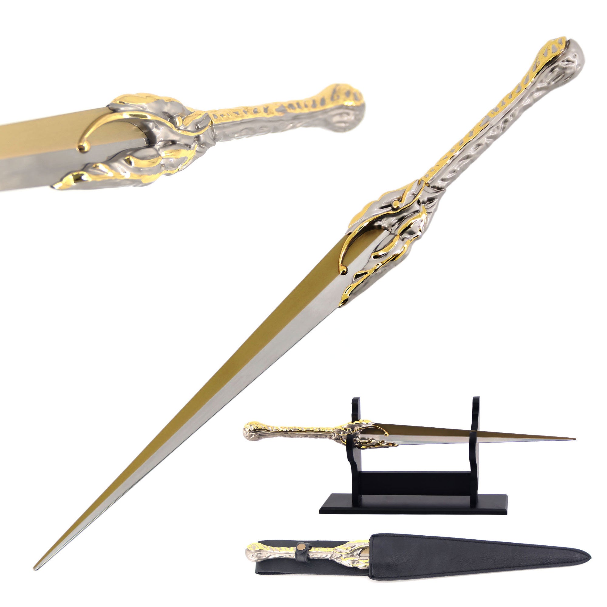 Witch Queen Elven Dagger with Sheath and Display Stand - Tophatter's Guns'N'Weapons Store Collectible Weapons - Tophatter Daily Deals