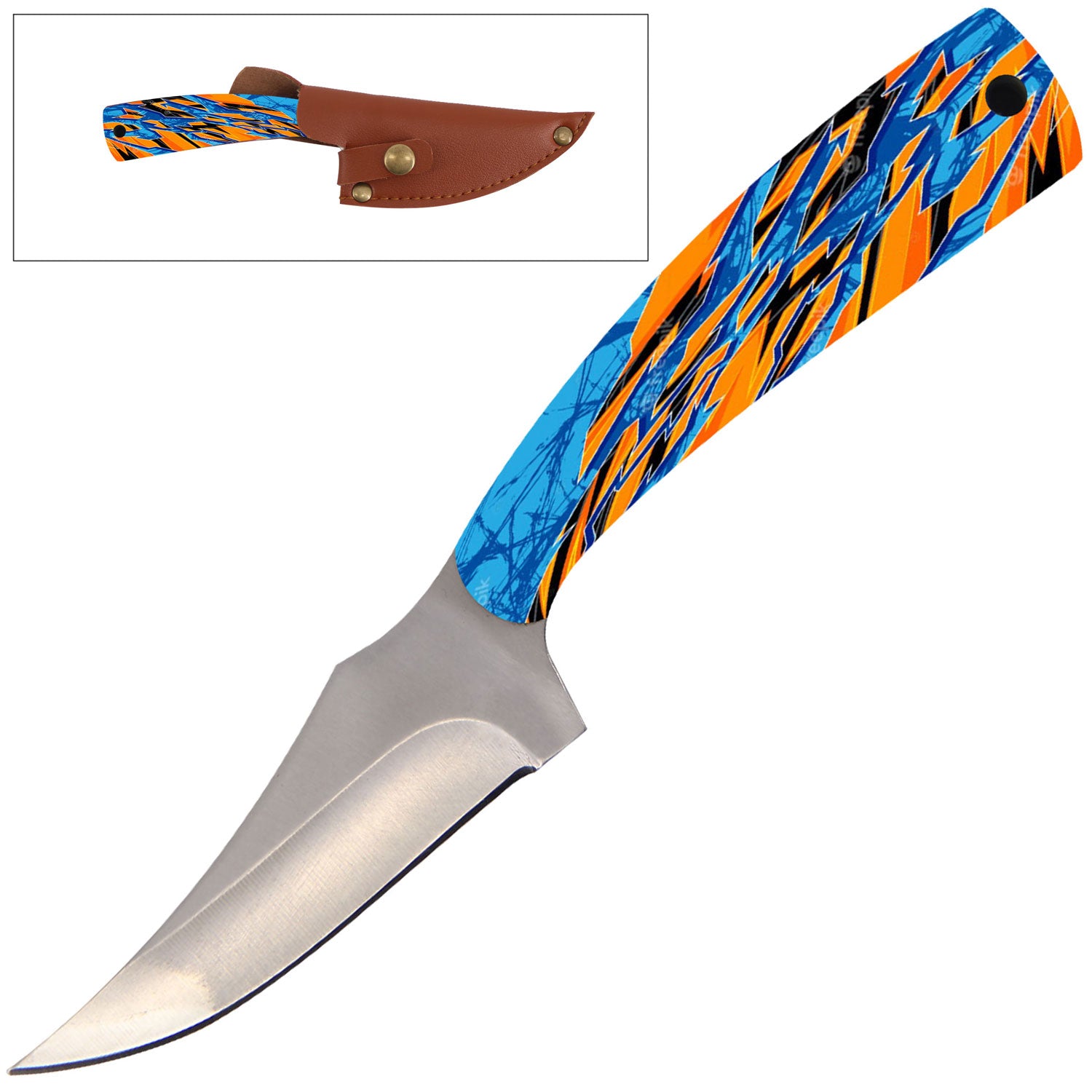 7" Full Tang Fixed Blade Knife Abstract Handle for Hunting, Skinning Collectible Weapons - Tophatter Daily Deals