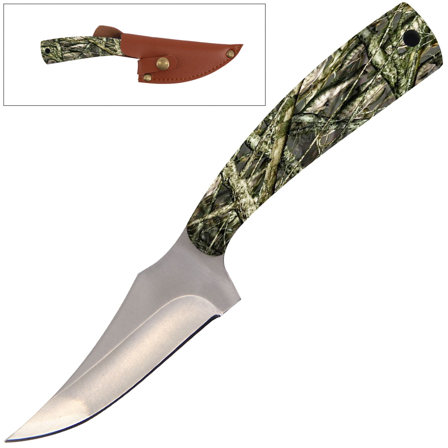 7" Full Tang Fixed Blade Knife Camo Handle for Hunting, Skinning Collectible Weapons - Tophatter Daily Deals