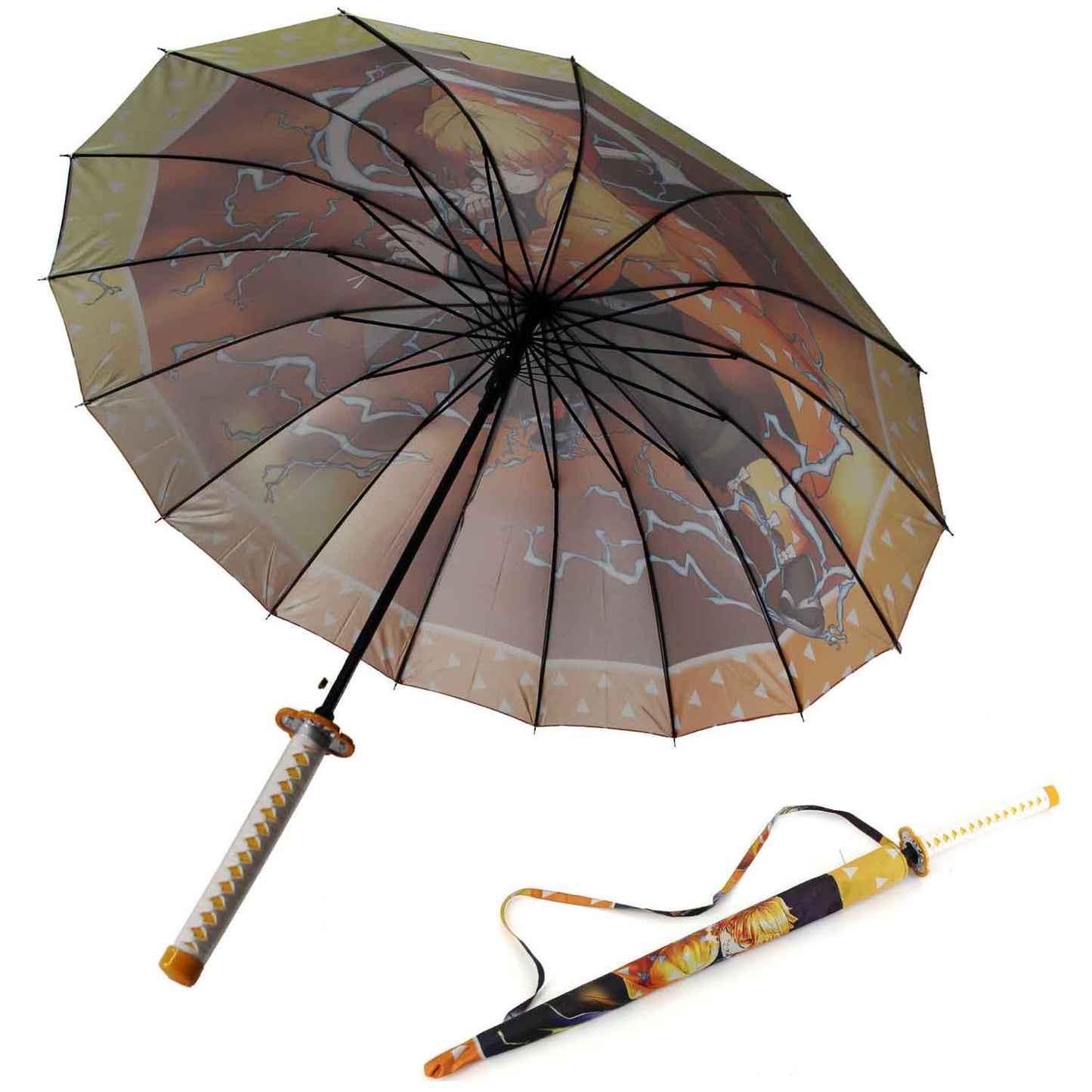 Agatsuma Zenitsu Anime Demon Slayer Cosplay Umbrella Automatic Folding - TOPHATTER'S ARMORY DEALS Collectible Weapons - Tophatter Daily Deals