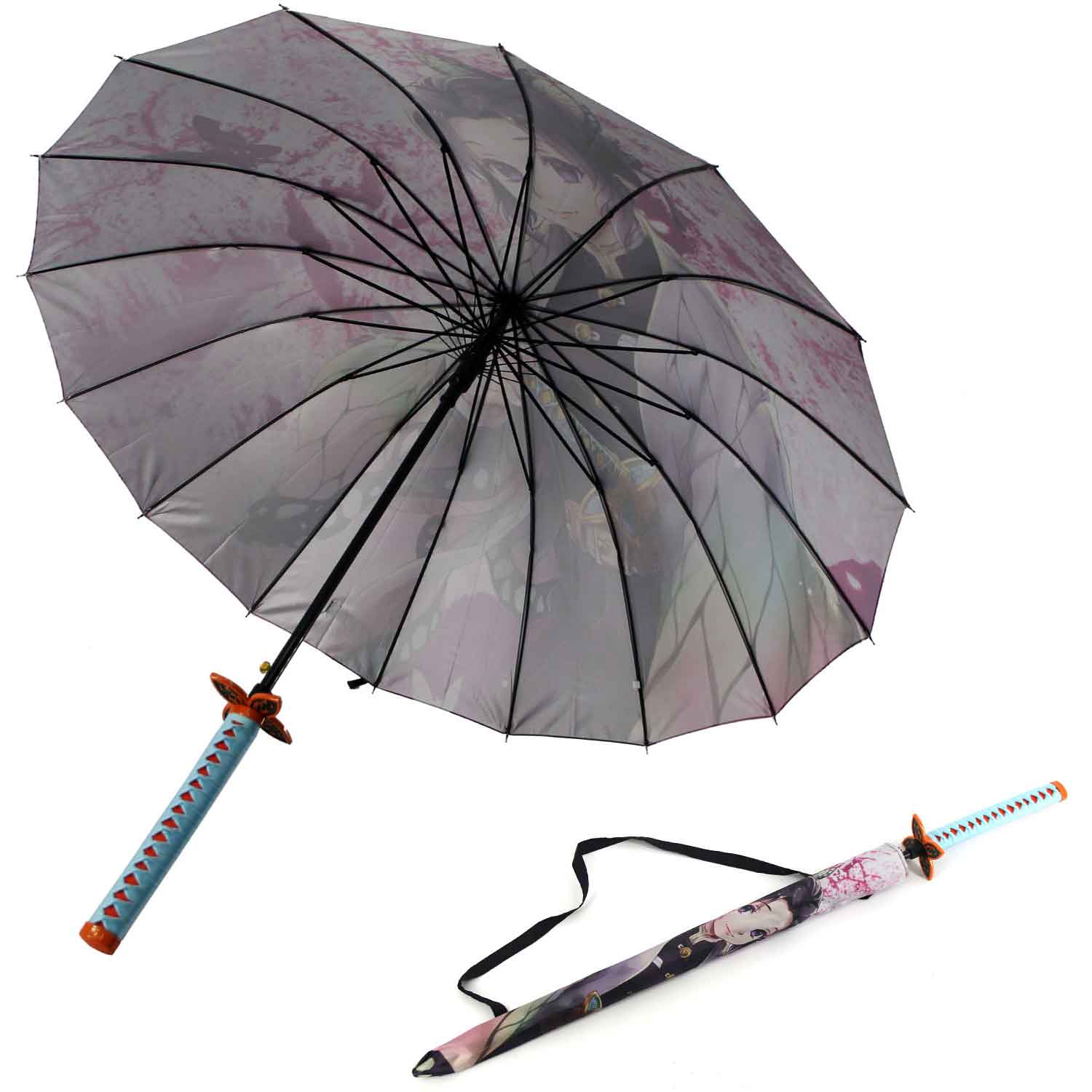 Kochou Shinobu Anime Demon Slayer Cosplay Umbrella Automatic Folding - TOPHATTER'S ARMORY DEALS Collectible Weapons - Tophatter Daily Deals