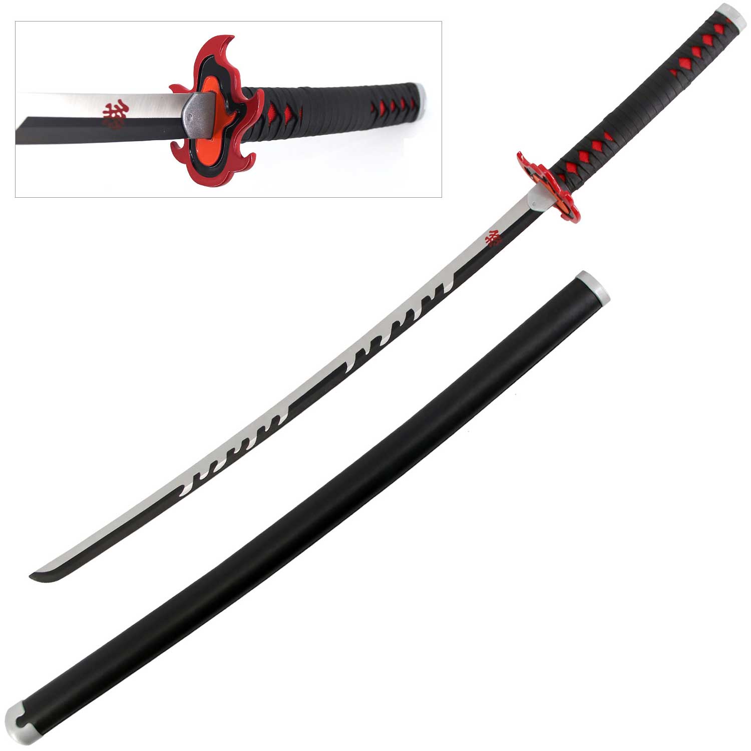 40" Steel Kamado Tanjirou Katana Sword Demon Killer Anime - Tophatter's Guns'N'Weapons Store Collectible Weapons - Tophatter Daily Deals