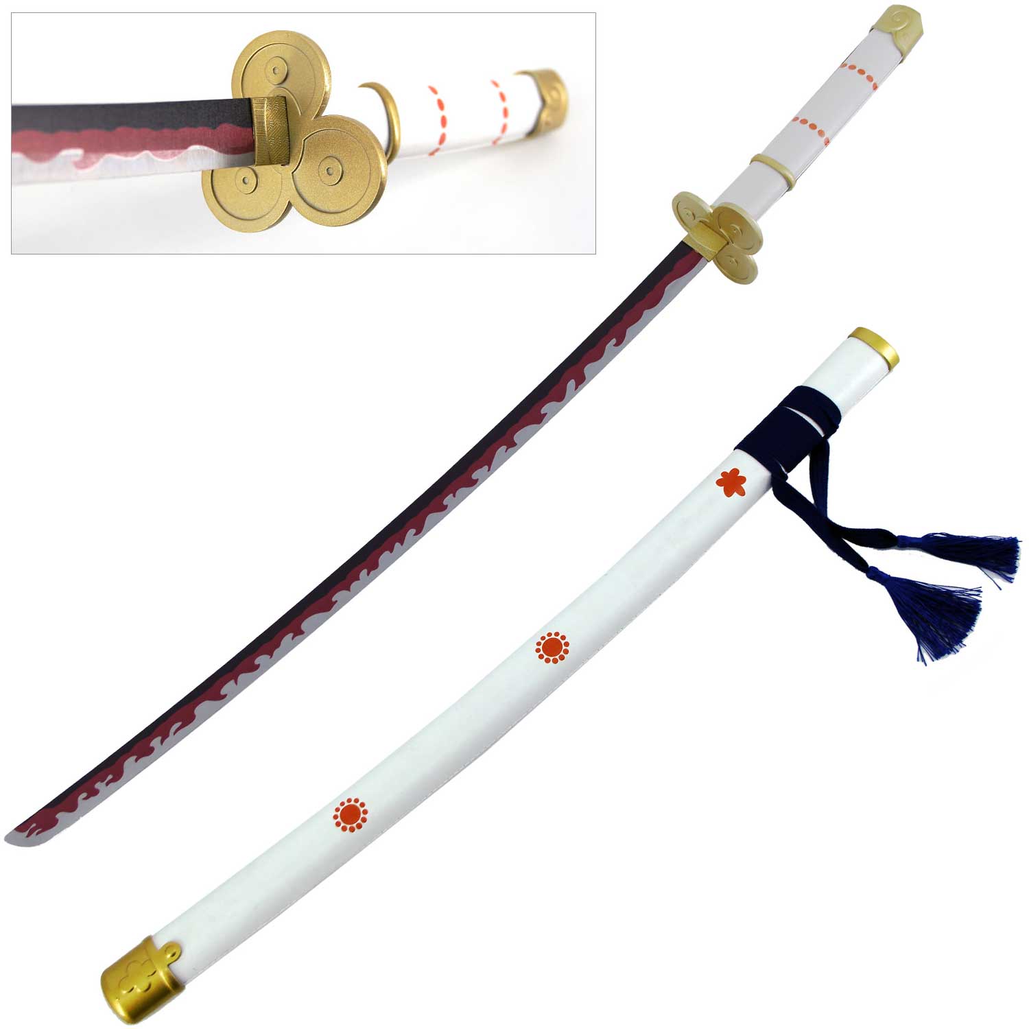 Enma Zoro’s Roronoa Yamo White Katana Replica Steel Sword - TOPHATTER'S ARMORY DEALS Collectible Weapons - Tophatter Daily Deals
