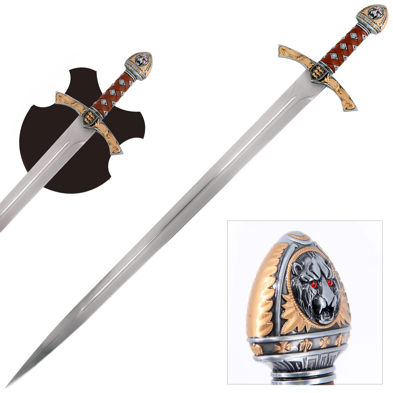 Richard the Lionheart Steel Sword with Wall Plaque Collectible Weapons - Tophatter Daily Deals
