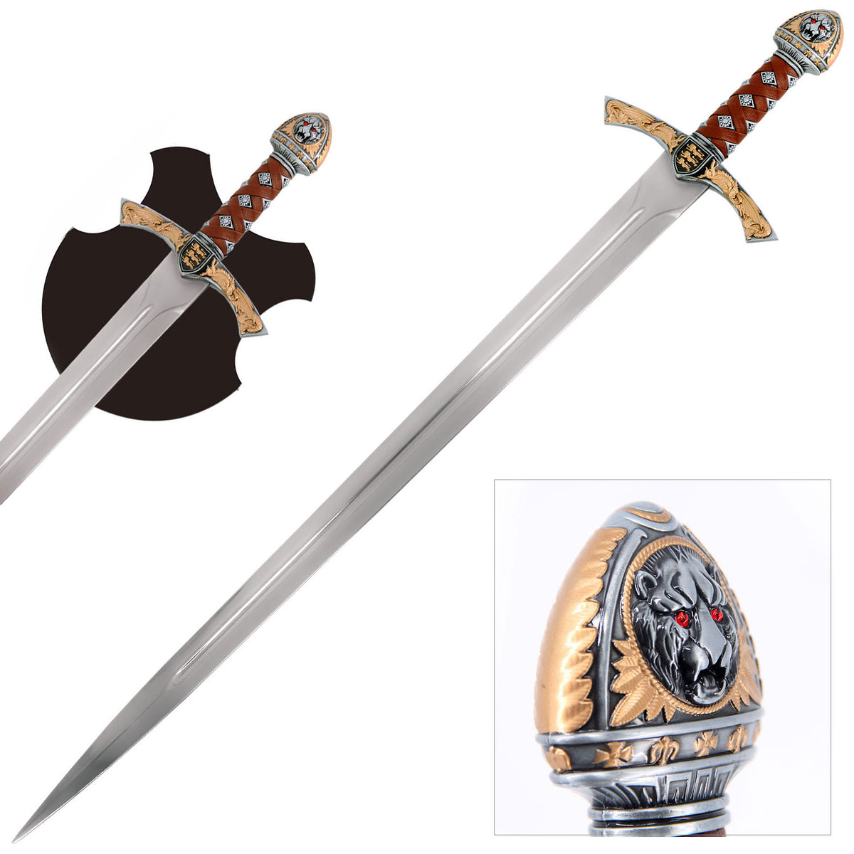 Richard the Lionheart Steel Sword with Wall Plaque - Tophatter's Inc. Weapons Store Online Collectible Weapons - Tophatter Daily Deals
