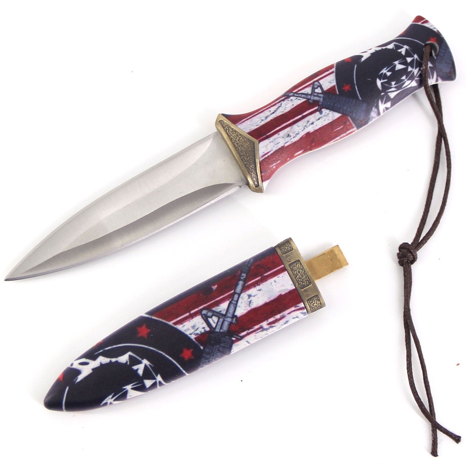 8 Inch Double Edge Blade " Dont Tread On Me " Boot Knife With Clip - TOPHATTER'S ARMORY DEALS Collectible Weapons - Tophatter Daily Deals