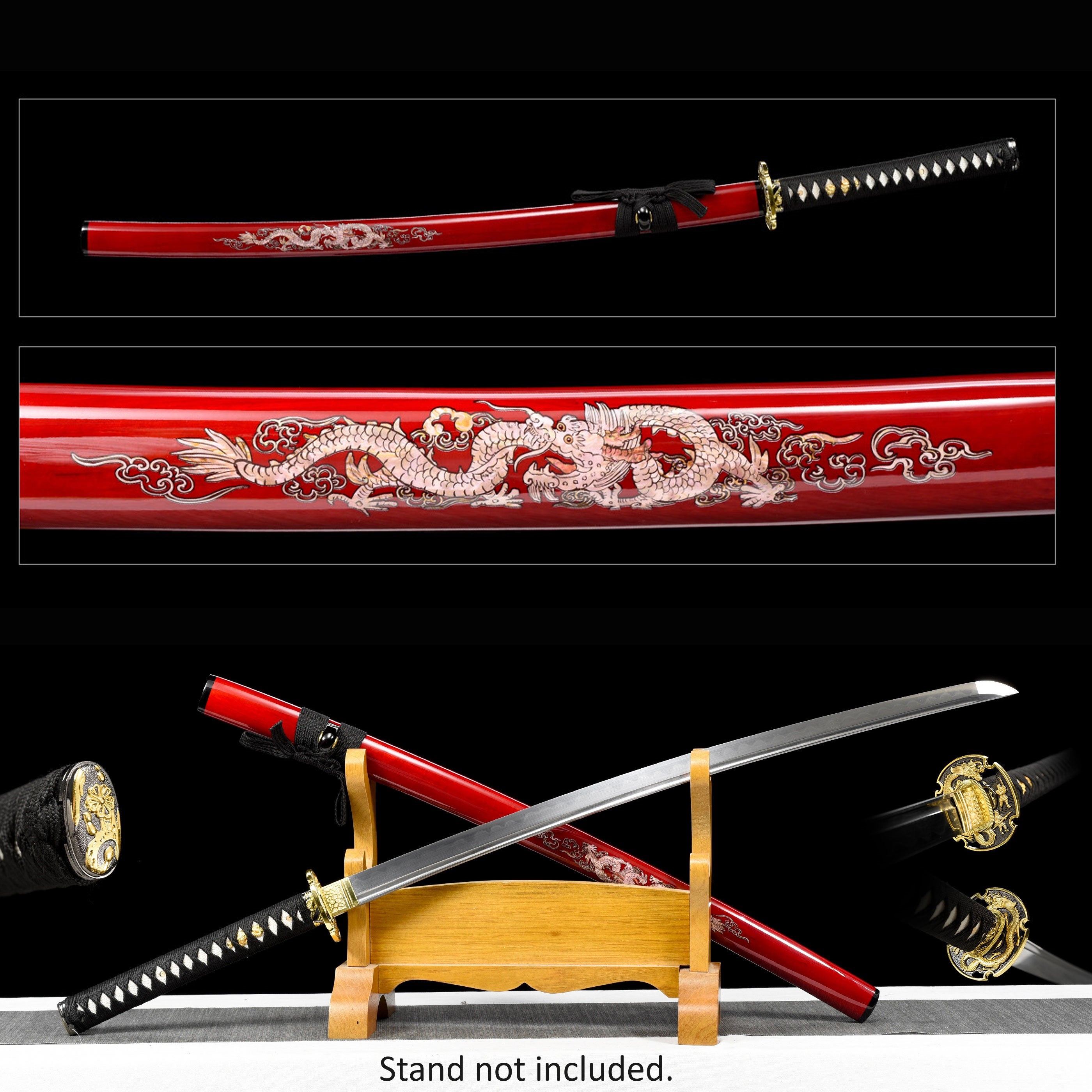 Blood Dragon Hand Forged Katana | 1045 High Carbon Steel Full Tang Battle Ready Sword - Tophatter's Guns'N'Weapons Store Collectible Weapons - Tophatter Daily Deals