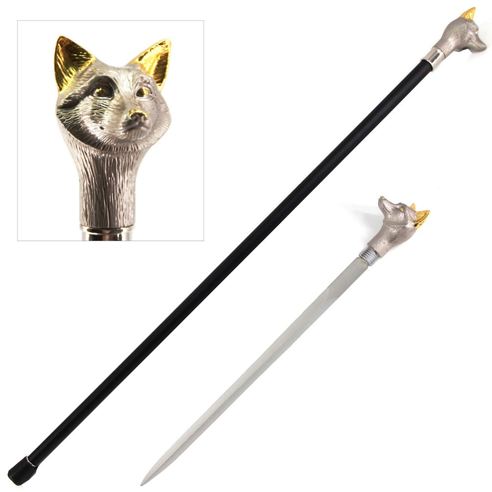 Fox Handle Fashion Walking Cane Sword Decorative Stick Collectible Weapons - Tophatter Daily Deals