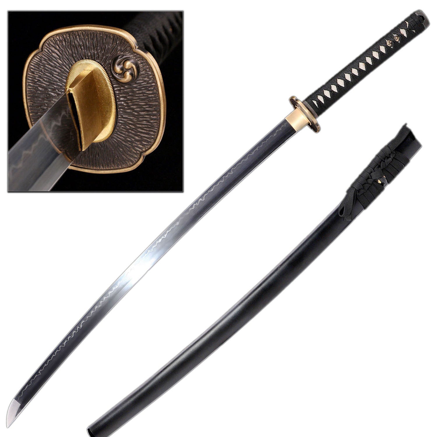 T8 High Carbon Steel Clay Tempered Handmade Katana Samurai Sword Full Tang - Tophatter's Inc. Weapons Store Online Collectible Weapons - Tophatter Daily Deals