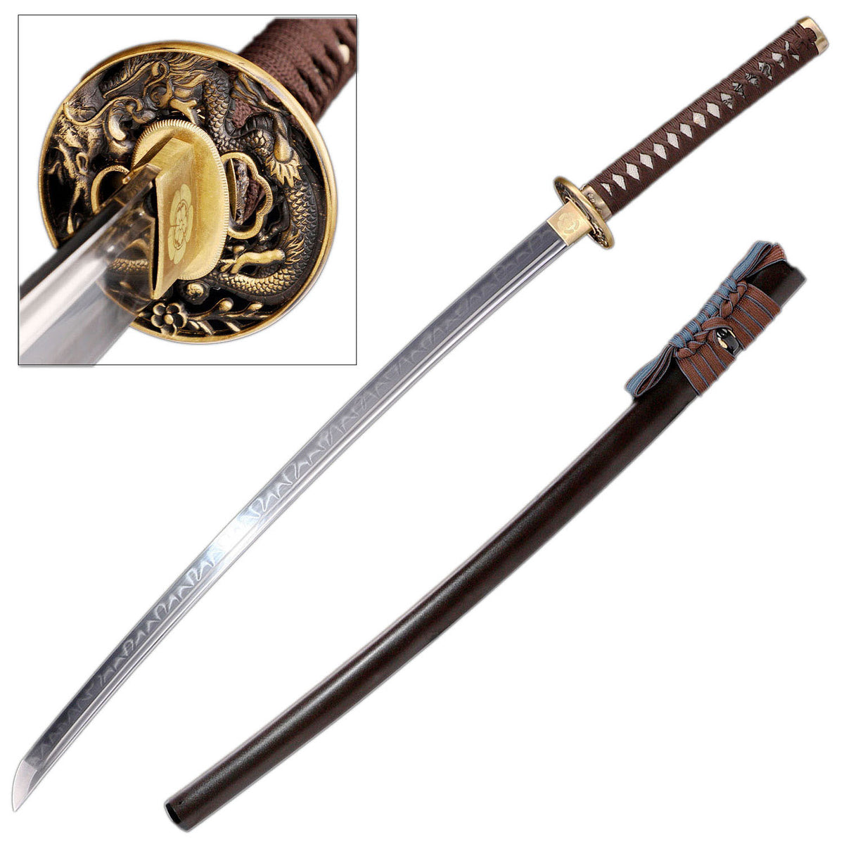 T8 High Carbon Steel Clay Tempered Handmade Brown Katana Samurai Sword - Tophatter's Guns'N'Weapons Store - FREE SHIPPING Collectible Weapons - Tophatter Daily Deals