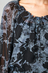 Women's Floral Printed Chiffon Button Front Top with Tank Lining Tops - Tophatter Daily Deals