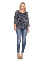 Women's Floral Printed Chiffon Button Front Top Tops - Tophatter Daily Deals