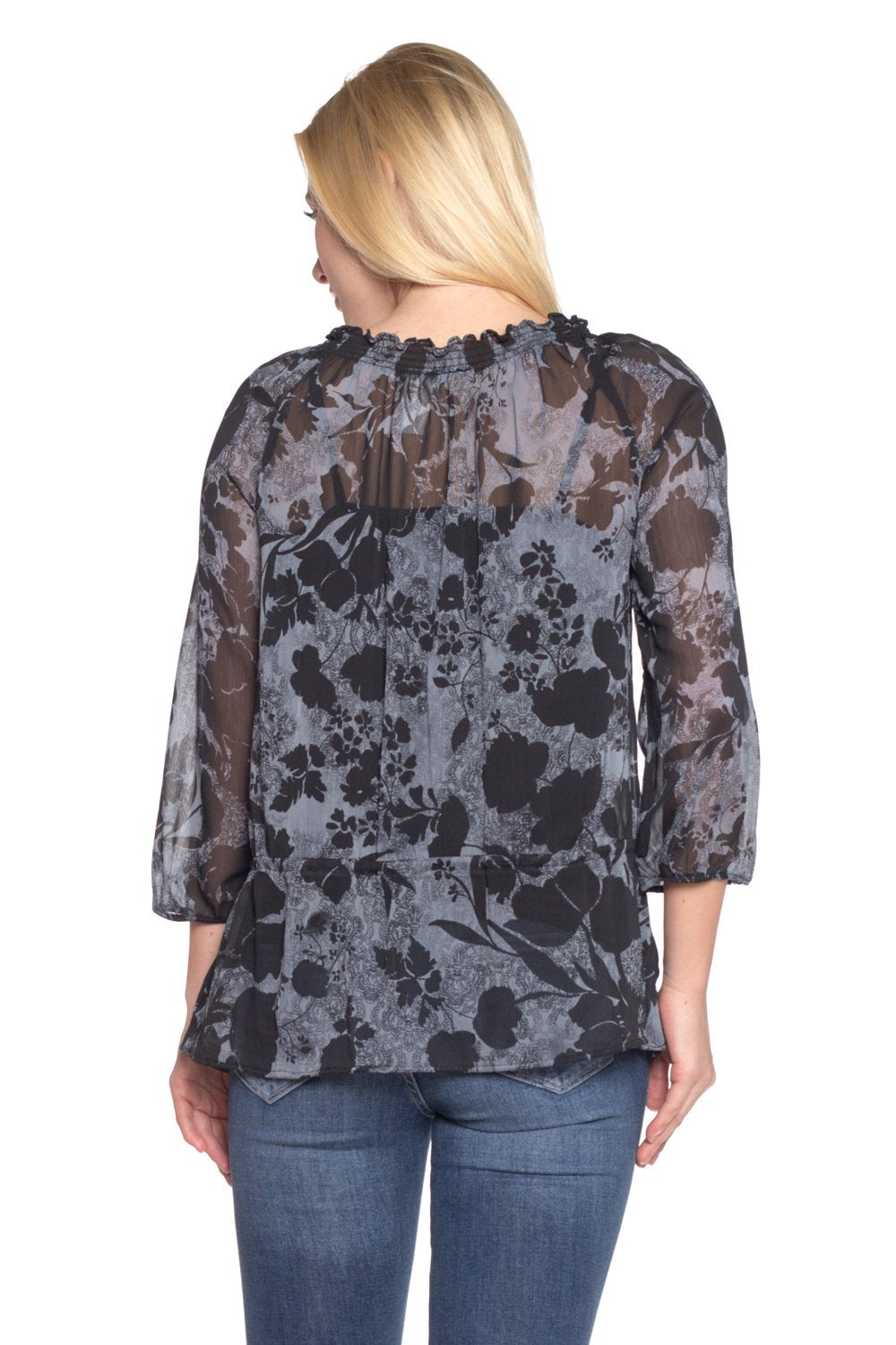 Women's Floral Printed Chiffon Button Front Top Tops - Tophatter Daily Deals