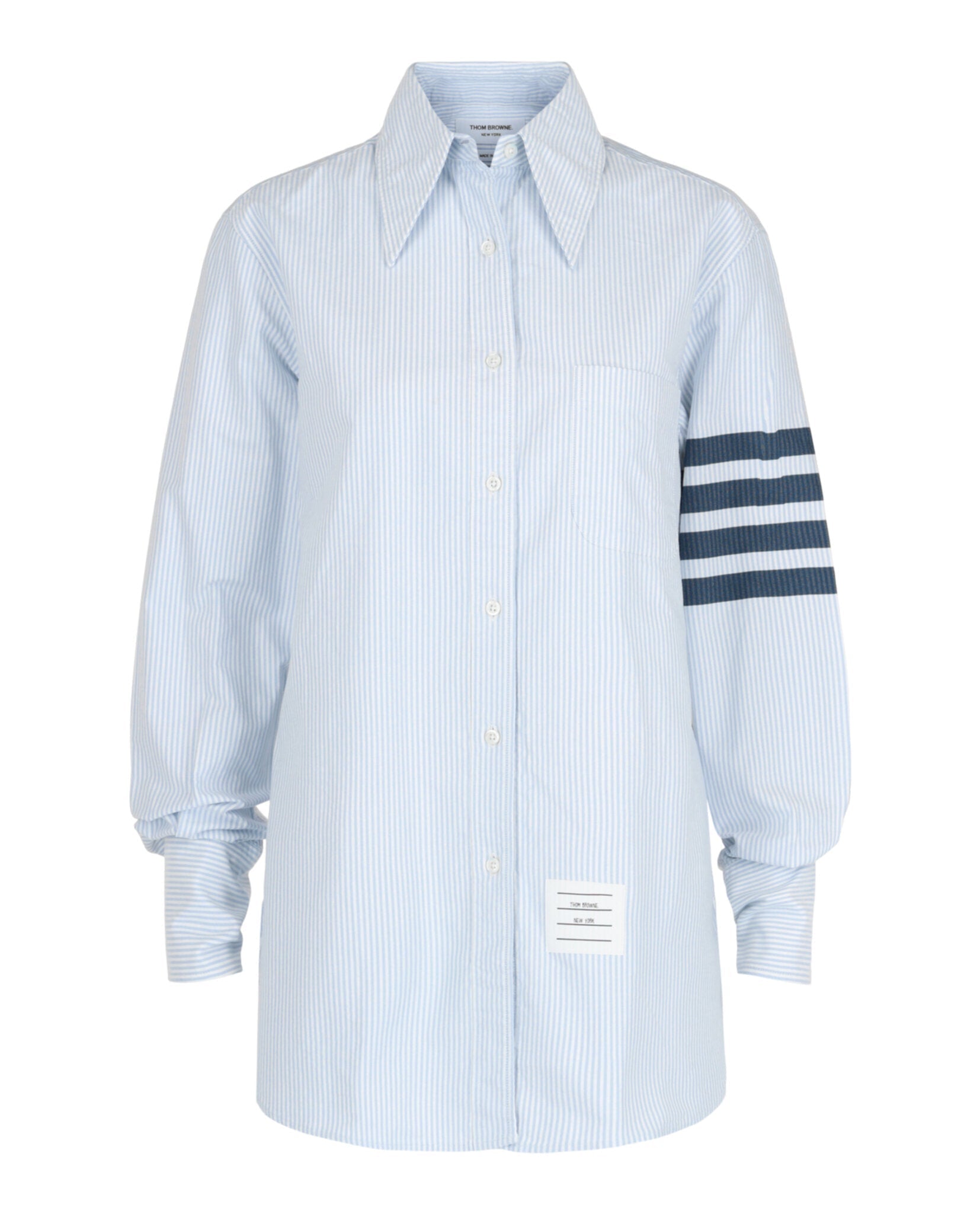 Thom Browne Striped Oxford 4-Bar Oversized Shirt Light Blue Long Sleeves - Tophatter Daily Deals