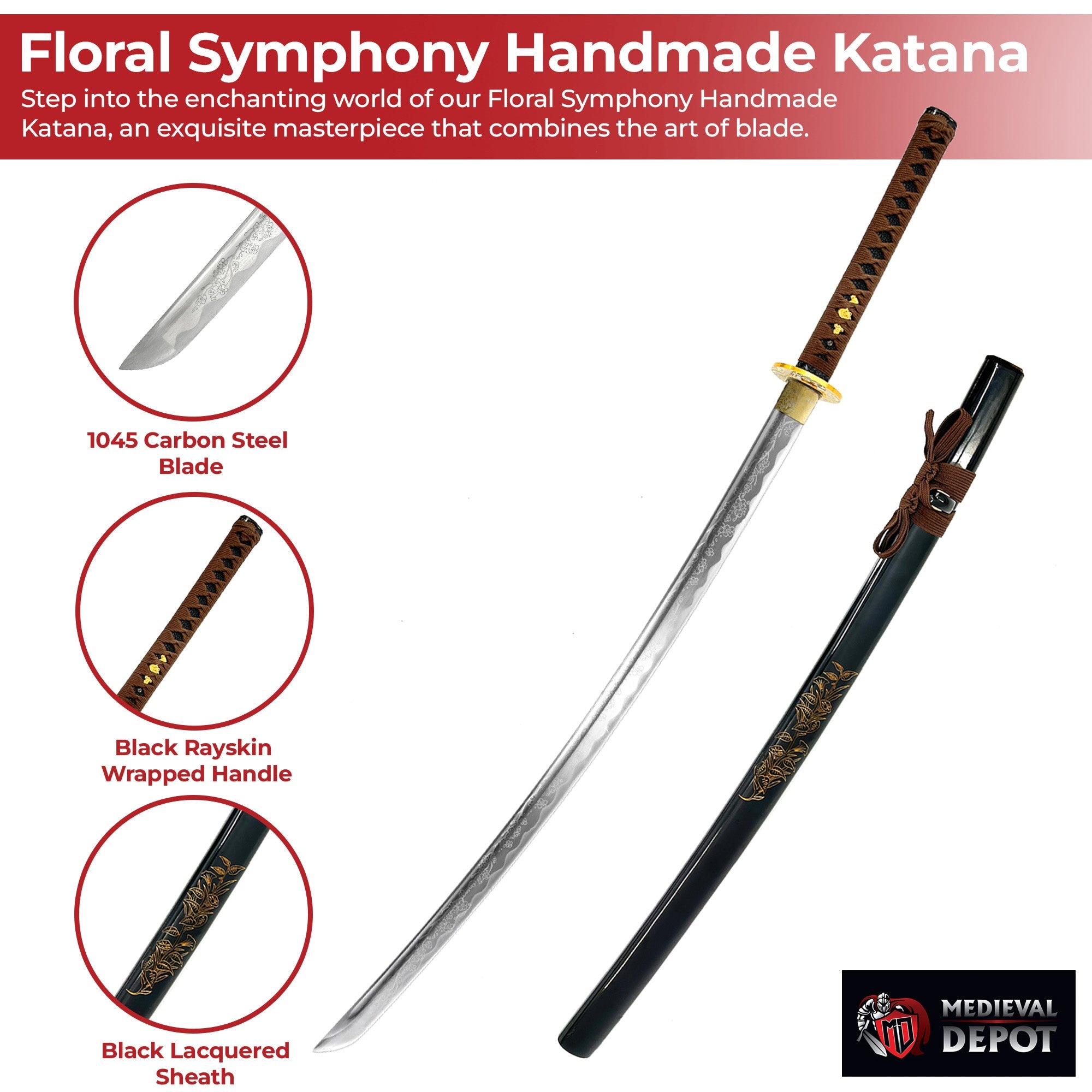 Floral Symphony Handmade Katana Swords - Tophatter Daily Deals