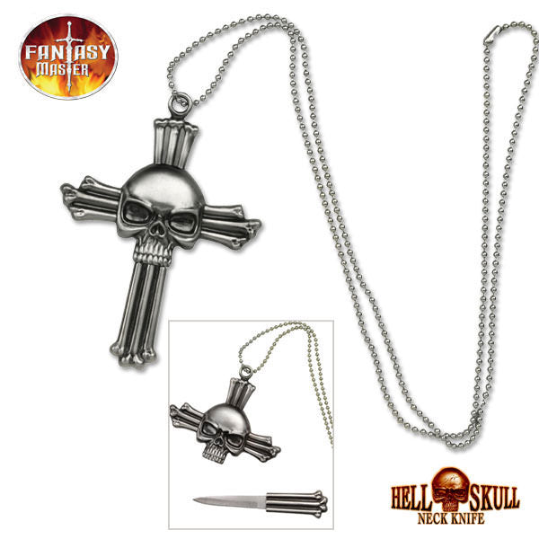 Hell Skull Cross Fantasy Necklace Knife Collectible Weapons - Tophatter Daily Deals