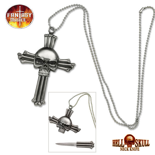 Hell Skull Cross Fantasy Necklace Knife - TOPHATTER'S ARMORY DEALS Collectible Weapons - Tophatter Daily Deals