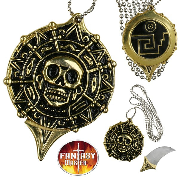 Pirate Medalion Coin Necklace With Hidden Knife - Tophatter's Guns'N'Weapons Store Collectible Weapons - Tophatter Daily Deals