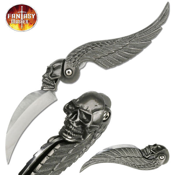 7.25" Hell Skull Wing Folding Pocket Knife Collectible Weapons - Tophatter Daily Deals