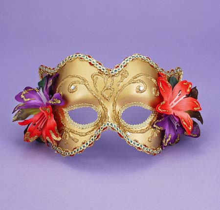 Women's Gold Venetian Mask with Flowers Halloween Masks - Tophatter Daily Deals