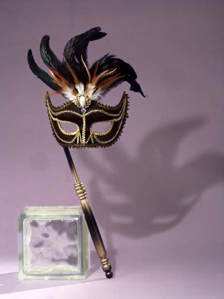 Women's Black Venetian Mask with Stick Halloween Masks - Tophatter Daily Deals