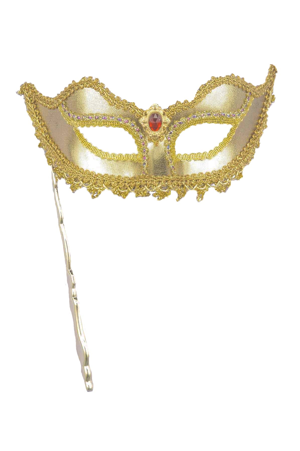 Women's Gold Venetian Mask with Stick Halloween Masks - Tophatter Daily Deals