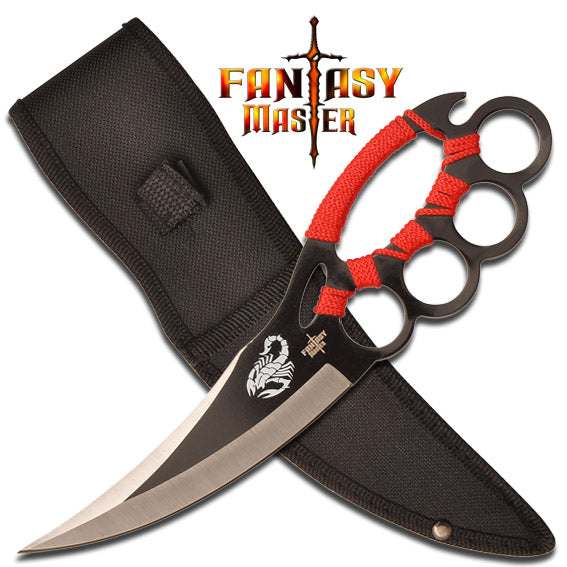 Ninja Knuckle Fighter Cobra Knife - Red Cord Wrapped Handle - Tophatter's Guns'N'Weapons Store Collectible Weapons - Tophatter Daily Deals