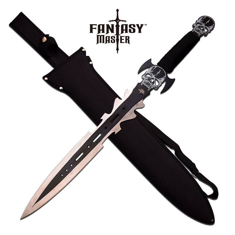27" Gray Black Blade Demon Skull Gladius With Shoulder Sheath Collectible Weapons - Tophatter Daily Deals