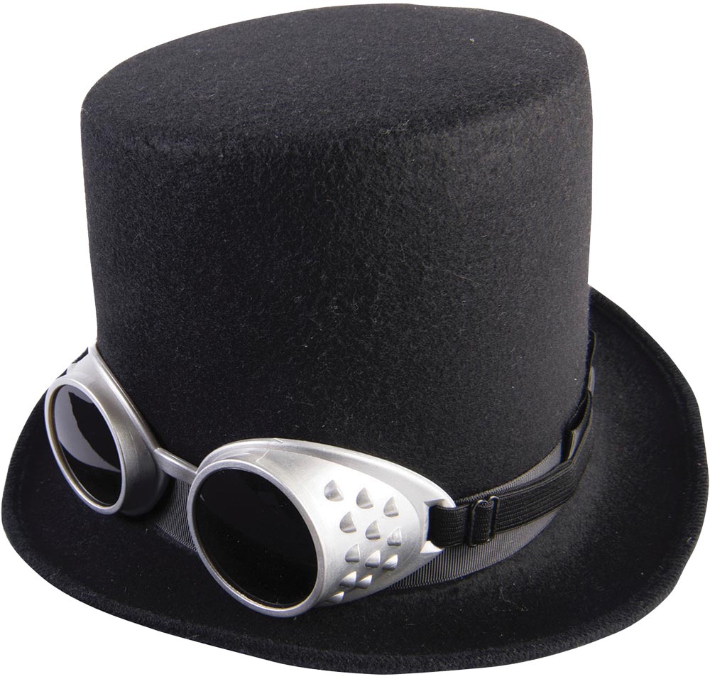 Steampunk Hat W/Goggles-Black Halloween Hats & Headpieces - Tophatter Daily Deals