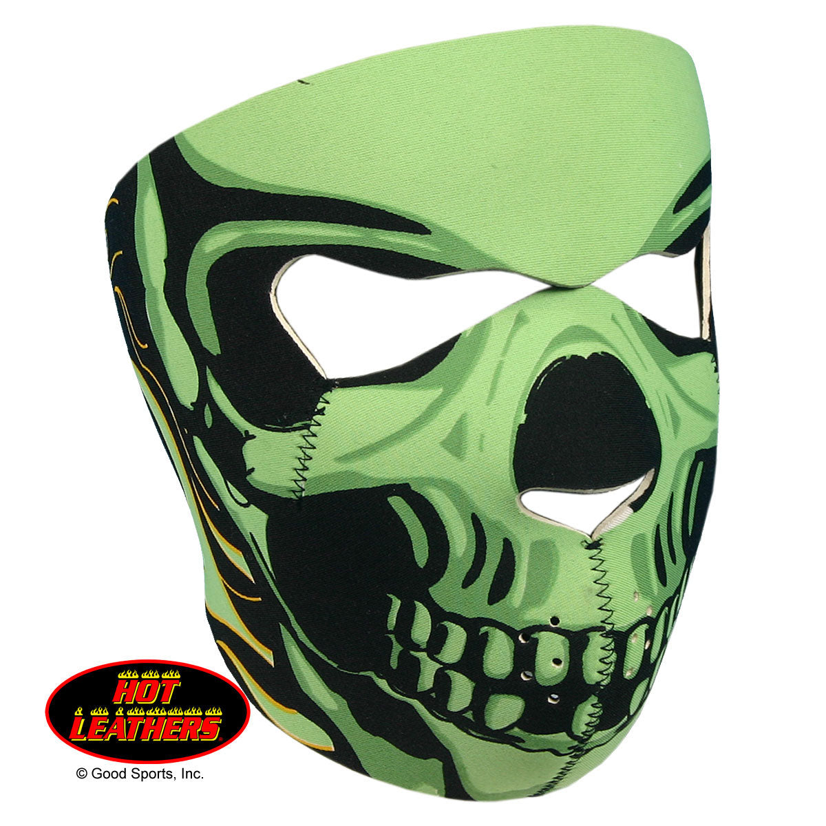 Hot Leathers Green Goblin Skull Neoprene Face Mask Neon Flames Face Mask Neoprene - Tophatter Daily Deals