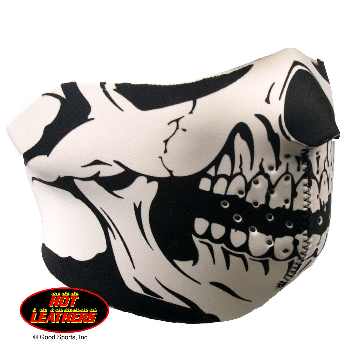 Hot Leathers Neoprene Skull 1/2 Mask - Black and White Face Mask Face Mask Neoprene - Tophatter Daily Deals