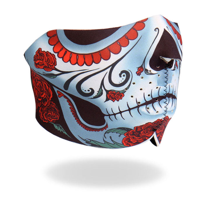 Hot Leathers Sugar Woman Calavera Neoprene 1/2 Face Mask w/ Roses Face Mask Neoprene - Tophatter Daily Deals
