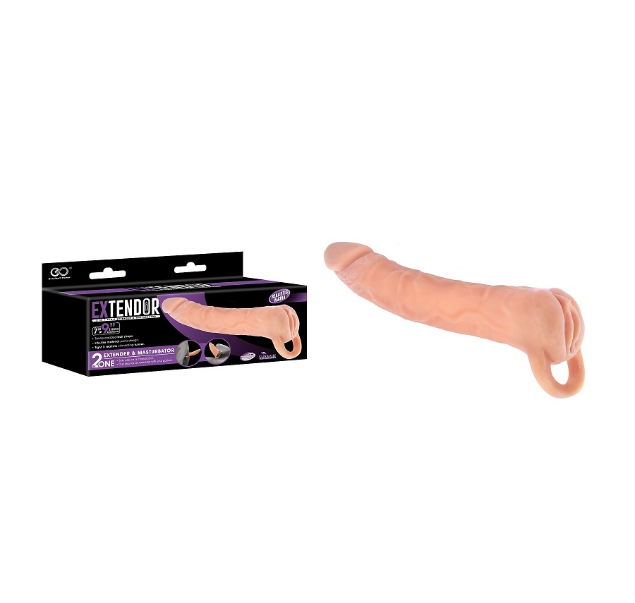Extendor Two in One 9 Inch Realistic Flesh Penis Extender and Masturbator > Sex Toys For Men > Penis Sleeves - Tophatter Daily Deals
