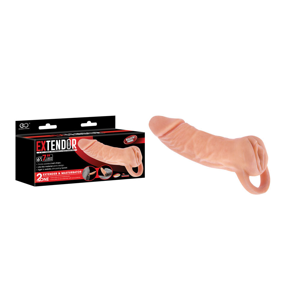 Extendor 7 Inch Penis Extender and Masturbator – 2-in-1 Sleeve with Vagina Opening Penis Extension Sleeve > Sex Toys For Men > Penis Sleeves - Tophatter Daily Deals