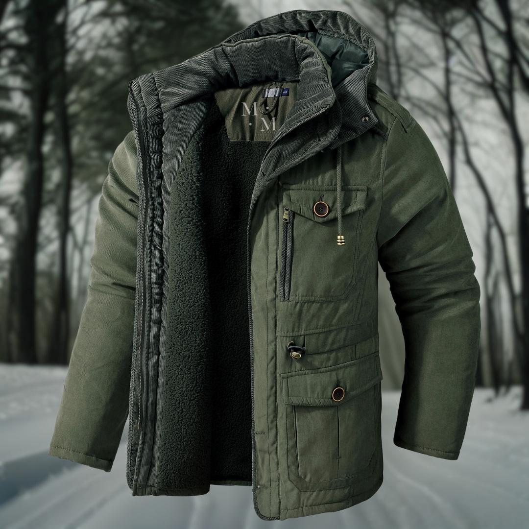 Waterproof Men Parka - Mid Thigh Hooded, Fleece Lined Army green - Tophatter Daily Deals