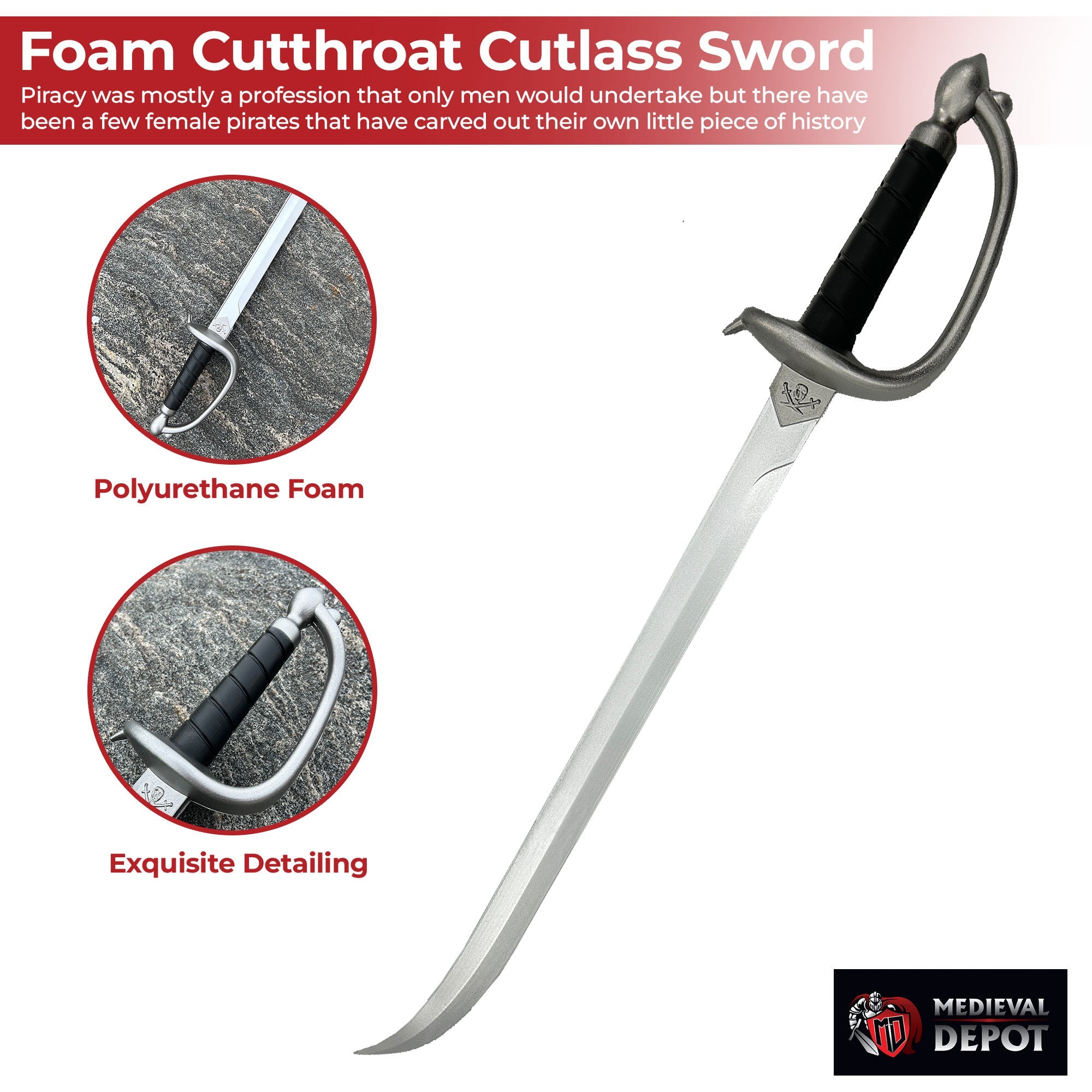 Foam Cutthroat Life Pirate Cutlass Sword swords - Tophatter Daily Deals