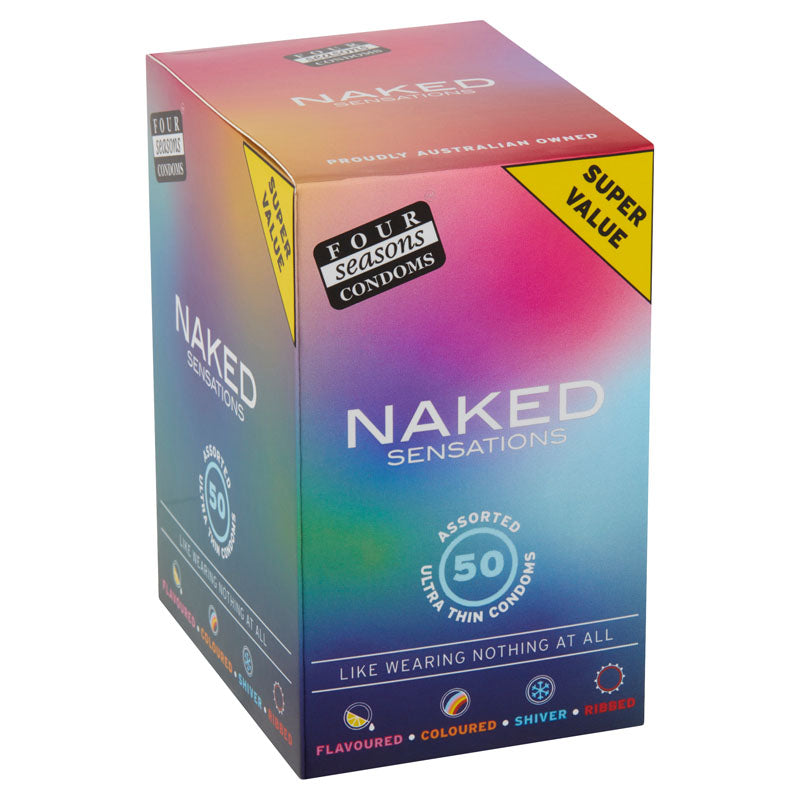 Four Seasons Naked Sensations – Ultra Sensitive Lubricated Condoms - Assorted 50 Pack > Essentials > Condoms - Tophatter Daily Deals