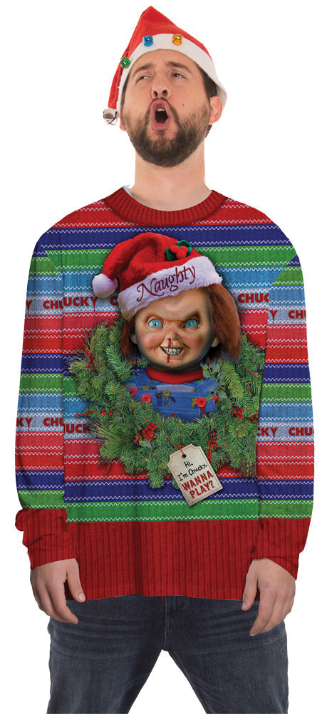 Men's Chucky Ugly Christmas Sweater Christmas Decorations & Props - Tophatter Daily Deals