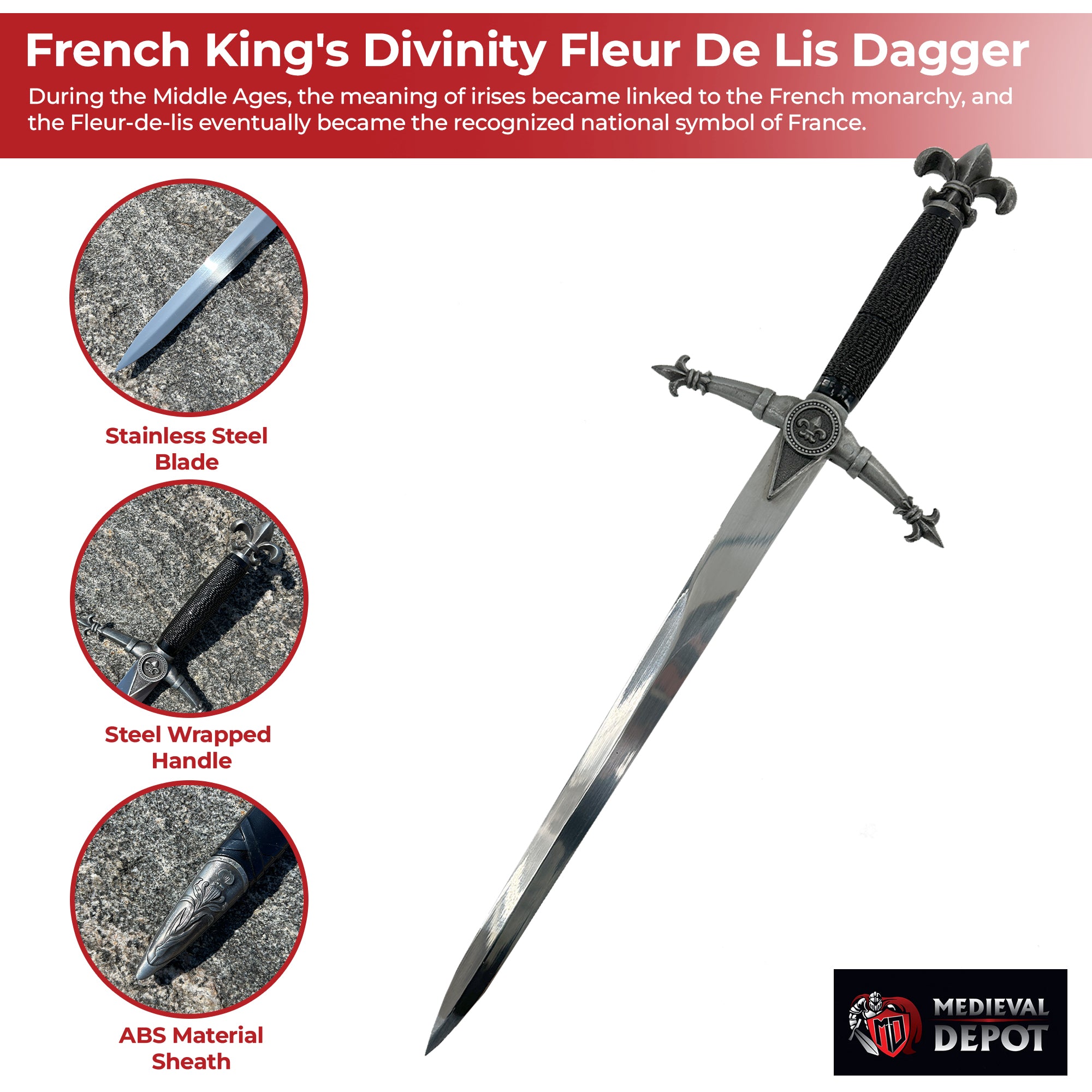 French King's Divinity Fleur De Lis Dagger Knives - Tophatter Daily Deals