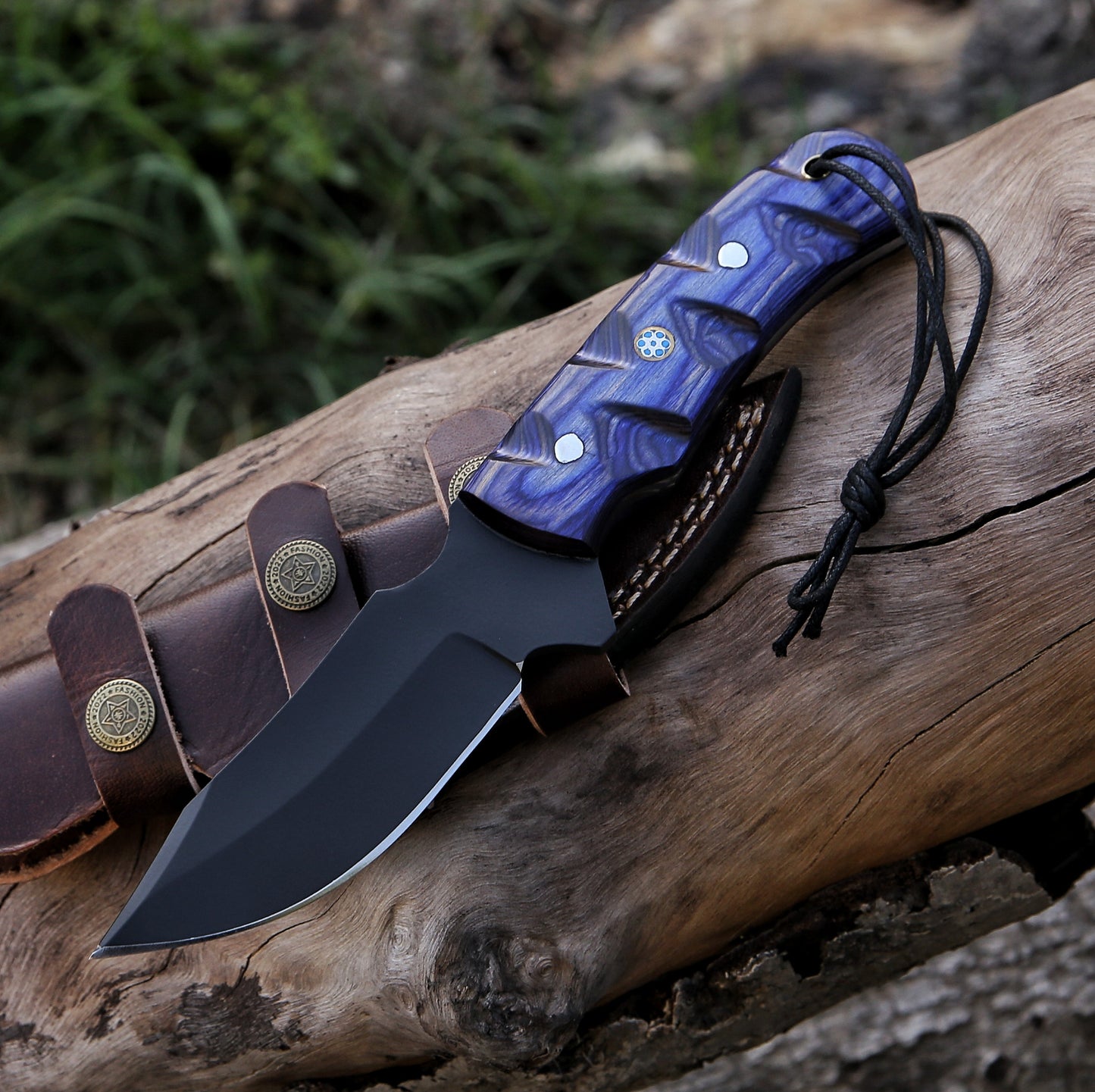 9.1" Black Coated Hand Forged 1095 High Carbon Steel Custom Handmade Fixed Blade Knife - TOPHATTER'S ARMORY DEALS Collectible Weapons - Tophatter Daily Deals