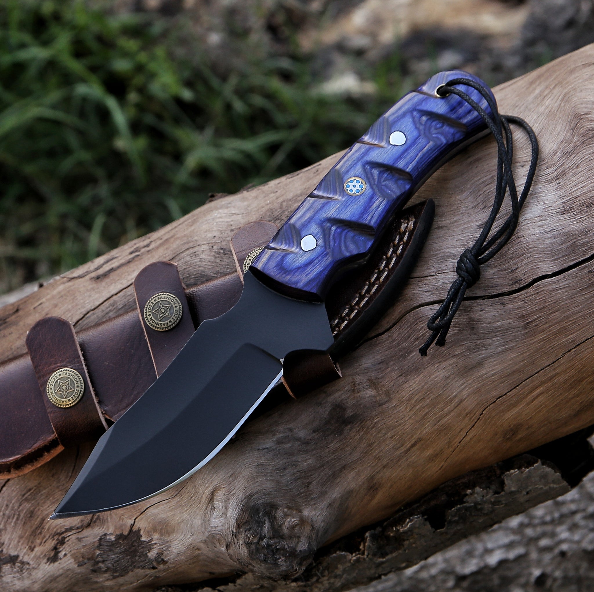 9.1" Black Coated Hand Forged 1095 High Carbon Steel Custom Handmade Fixed Blade Knife - TOPHATTER'S ARMORY DEALS Collectible Weapons - Tophatter Daily Deals
