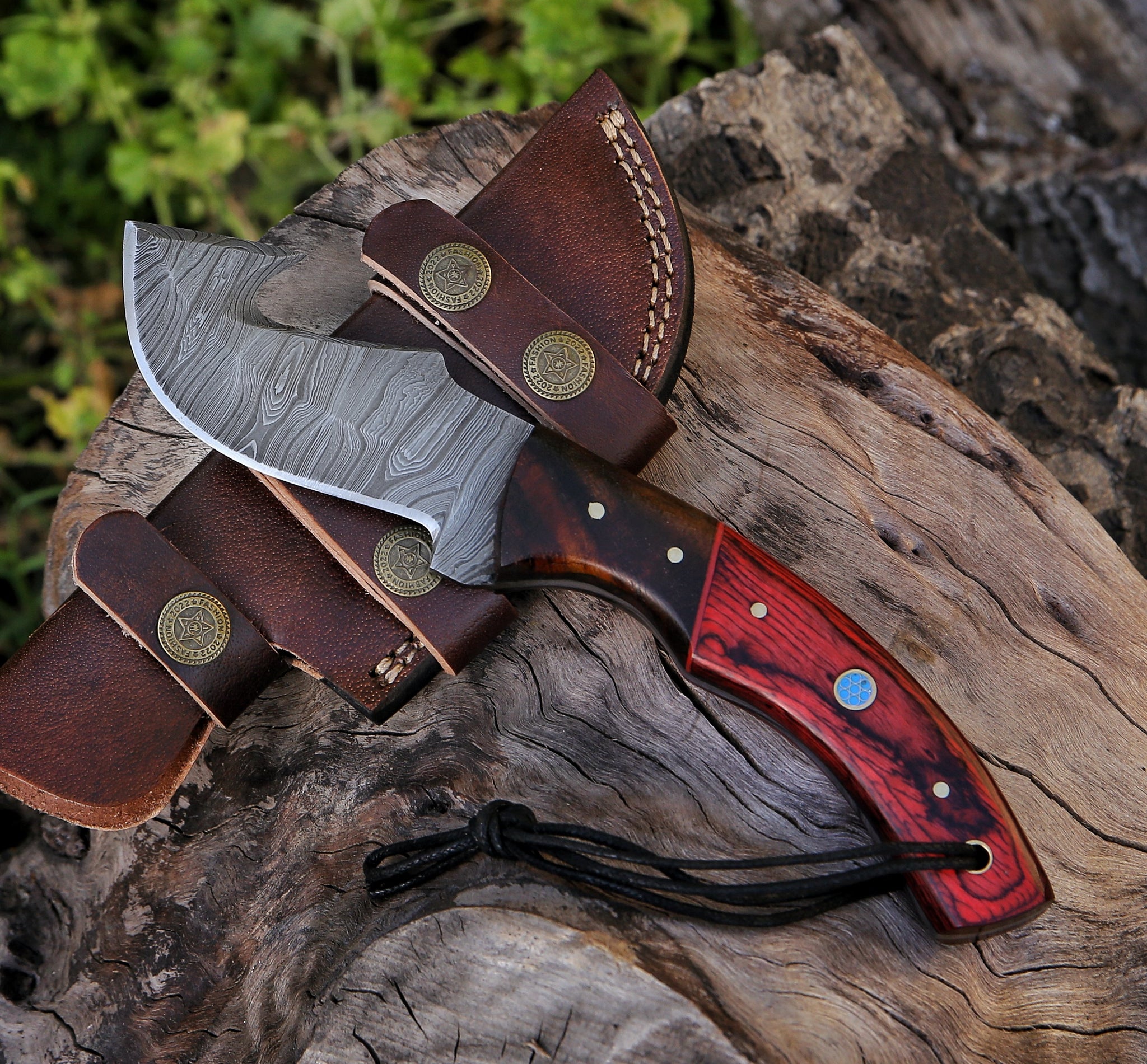 9" Damascus Steel Custom Handmade Hunting Gut Hook Knife - TOPHATTER'S ARMORY DEALS Collectible Weapons - Tophatter Daily Deals