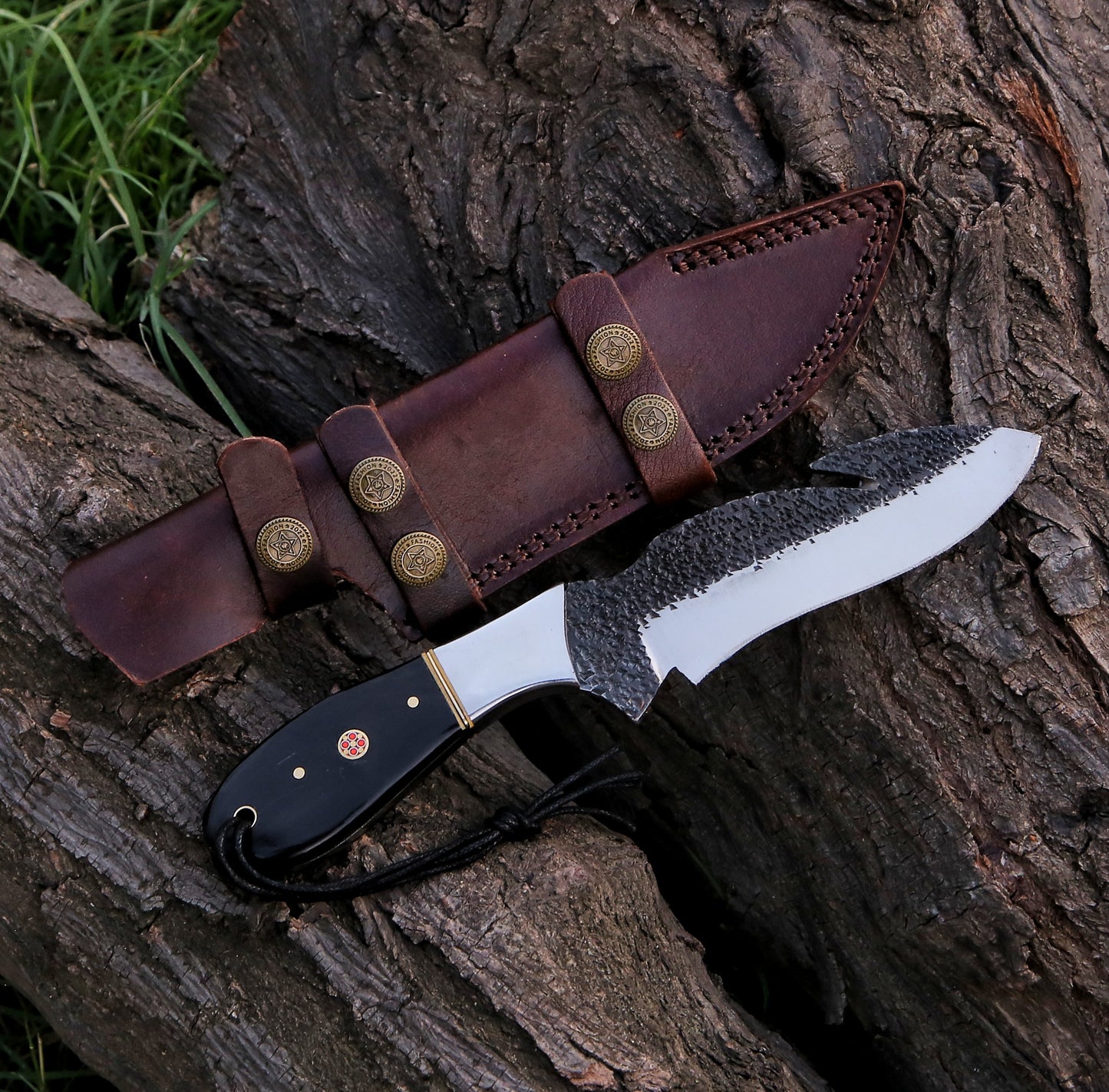 9.5" Hand Forged Steel Custom Handmade Tactical Hunting Gut Hook Knife - TOPHATTER'S ARMORY DEALS Collectible Weapons - Tophatter Daily Deals