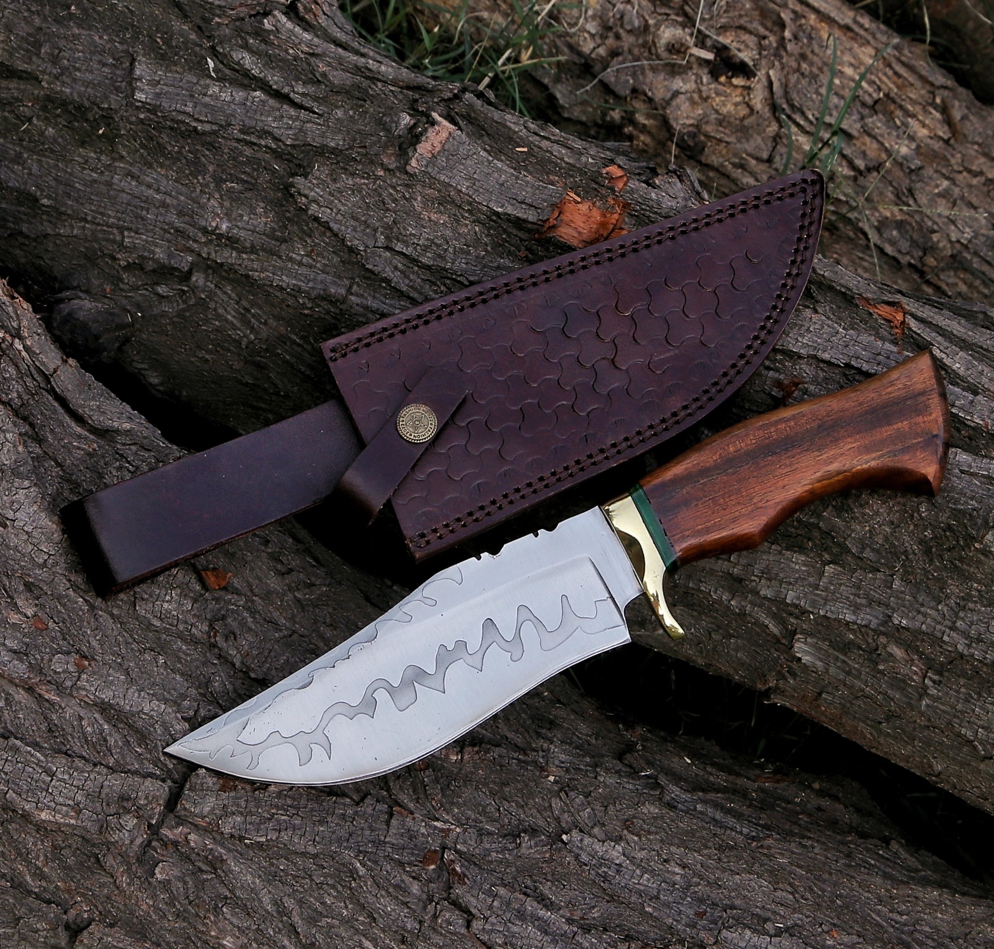 12.4" Hand Forged Custom Handmade Fixed Blade Bowie Knife - TOPHATTER'S ARMORY DEALS Collectible Weapons - Tophatter Daily Deals