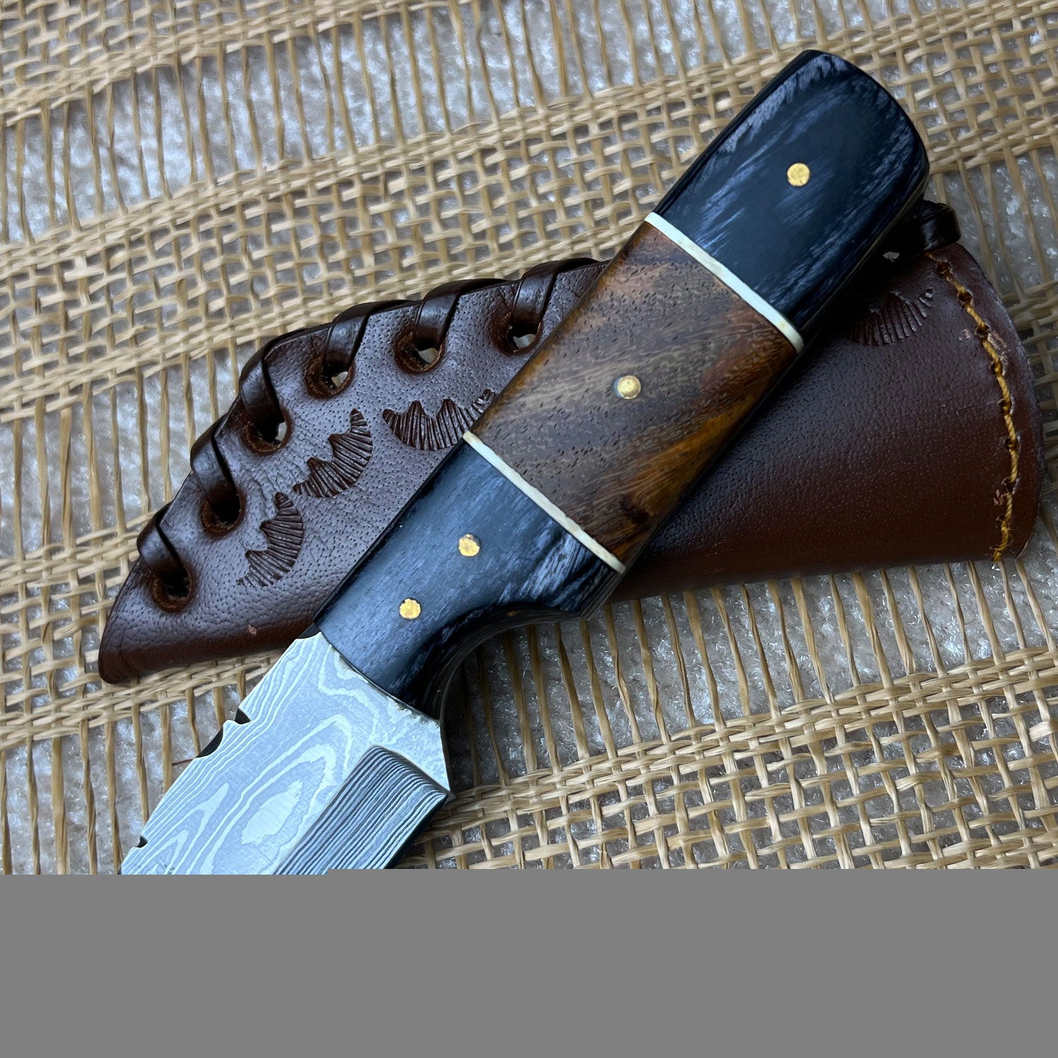 Damascus Steel Custom Handmade Hunting Tanto Knife 6